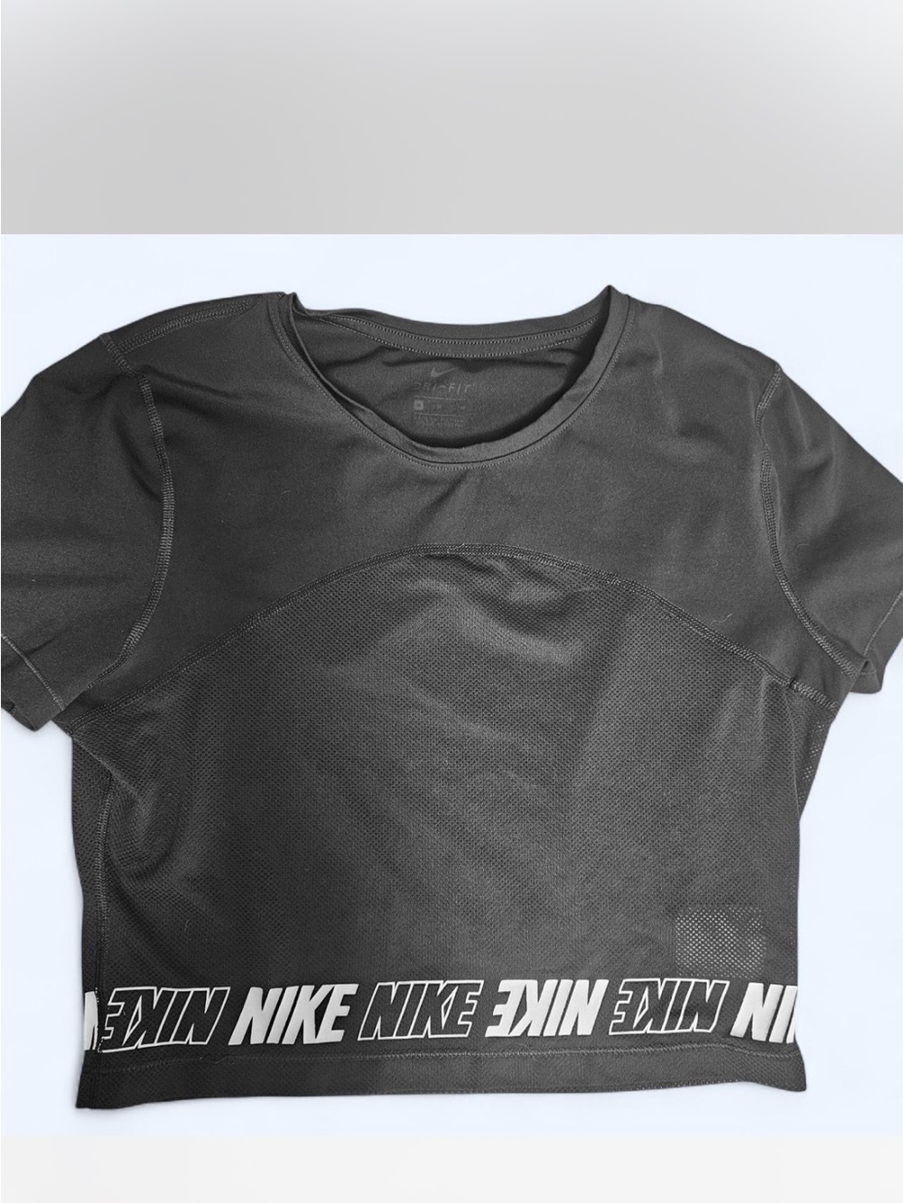 Nike Black Cropped Sport Tee with Logo Hem